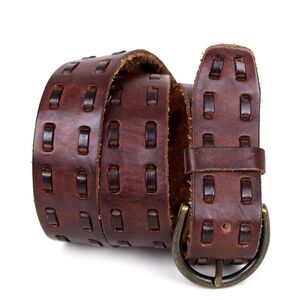 Mossimo Supplay BROWN GENUINE LEATHER 1 3/8"Wd CASUAL DRESS WOMEN'S BELT L (F15